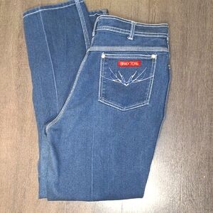 Vintage 70s Braxton Designer Jeans Blue Retro Denim Embroidered Pockets SZ 8/10